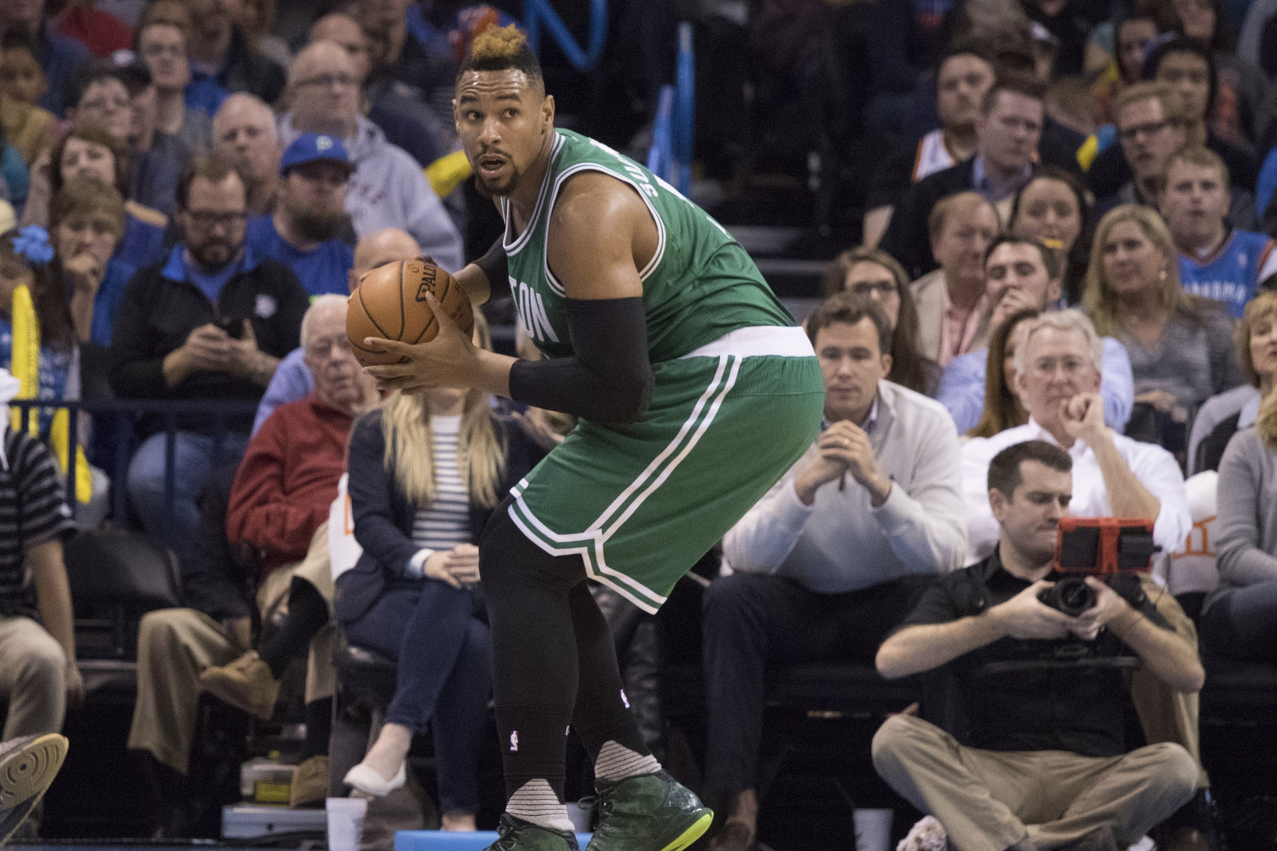 OKLAHOMA CITY, OK - NOVEMBER 15: Jared Sullinger #7 of the Boston Celtics looks to pass the ball during the second quarter of a NBA game against the Oklahoma City Thunder at the Chesapeake Energy Arena on November 15, 2015 in Oklahoma City, Oklahoma. NOTE TO USER: User expressly acknowledges and agrees that, by downloading and or using this photograph, User is consenting to the terms and conditions of the Getty Images License Agreement. (Photo by J Pat Carter/Getty Images) OKLAHOMA CITY, OK - NOVEMBER 15: Jared Sullinger #7 of the Boston Celtics looks to pass the ball during the second quarter of a NBA game against the Oklahoma City Thunder at the Chesapeake Energy Arena on November 15, 2015 in Oklahoma City, Oklahoma. NOTE TO USER: User expressly acknowledges and agrees that, by downloading and or using this photograph, User is consenting to the terms and conditions of the Getty Images License Agreement. (Photo by J Pat Carter/Getty Images)