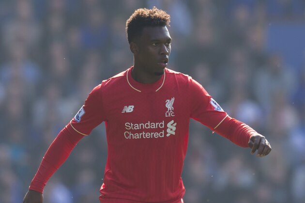 Liverpool's Daniel Sturridge during the English Premier League soccer match between Everton and Liverpool at Goodison Park Stadium, Liverpool, England, Sunday Oct. 4, 2015. (AP Photo/Jon Super)