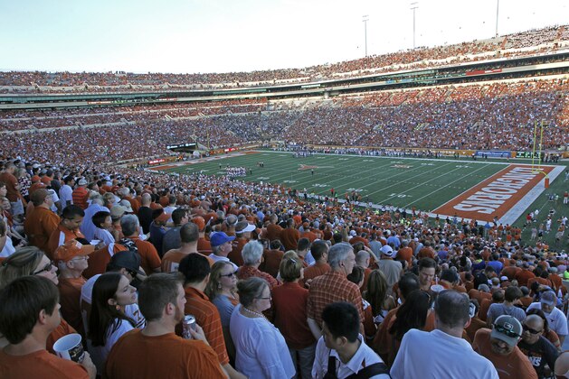 Texas' Darrell K. Royal Memorial Stadium a the start of an NCAA college football game between California and Texas, Saturday, Sept. 19, 2015, in Austin, Texas. (AP Photo/Michael Thomas)