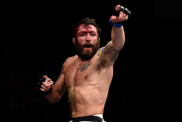 LAS VEGAS, NEVADA - DECEMBER 10:  Michael Chiesa celebrates his win over Jim Miller in their lightweight bout during the UFC Fight Night event at The Chelsea at the Cosmopolitan of Las Vegas on December 10, 2015 in Las Vegas, Nevada.  (Photo by Jeff Bottari/Zuffa LLC/Zuffa LLC via Getty Images)