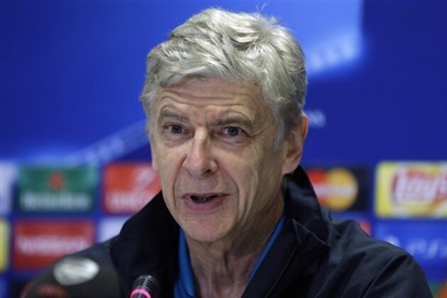 CORRECT BYLINE  Arsenal's head coach Arsene Wenger speaks during a news conference in Athens, Tuesday, Dec. 8, 2015. Arsenal will play against Olympiakos for the Champions League Group F soccer match on Wednesday. (AP Photo/Thanassis Stavrakis)