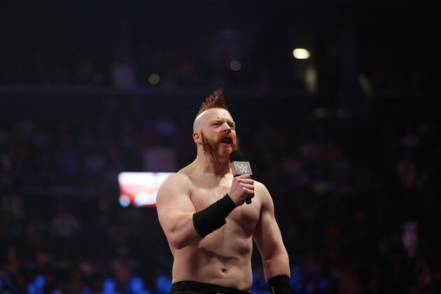 NEW YORK, NY - AUGUST 23:  Sheamus talks to the audience at the WWE SummerSlam 2015  at Barclays Center of Brooklyn on August 23, 2015 in New York City.  (Photo by JP Yim/Getty Images)