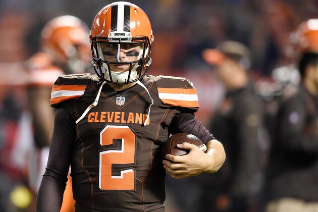 CLEVELAND, OH - NOVEMBER 30:  Johnny Manziel #2 of the Cleveland Browns warms up prior to the game against the Baltimore Ravens at FirstEnergy Stadium on November 30, 2015 in Cleveland, Ohio.  (Photo by Jason Miller/Getty Images)