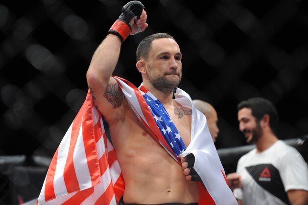 December 11, 2015; Las Vegas, NV, USA; Frankie Edgar celebrates his knockout victory against Chad Mendes during The Ultimate Fighter Finale at The Chelsea at The Cosmopolitan. Mandatory Credit: Gary A. Vasquez-USA TODAY Sports December 11, 2015; Las Vegas, NV, USA; Frankie Edgar celebrates his knockout victory against Chad Mendes during The Ultimate Fighter Finale at The Chelsea at The Cosmopolitan. Mandatory Credit: Gary A. Vasquez-USA TODAY Sports