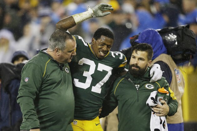 Green Bay Packers' Sam Shields is helped off the field during the first half of an NFL football game against the Dallas Cowboys Sunday, Dec. 13, 2015, in Green Bay, Wis. (AP Photo/Jeffrey Phelps) Green Bay Packers' Sam Shields is helped off the field during the first half of an NFL football game against the Dallas Cowboys Sunday, Dec. 13, 2015, in Green Bay, Wis. (AP Photo/Jeffrey Phelps)