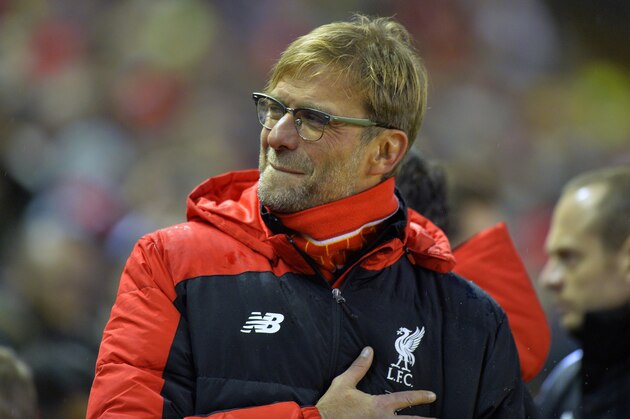 LIVERPOOL, ENGLAND - DECEMBER 13:  Jurgen Klopp the of Liverpool during the Barclays Premier League match between Liverpool and West Bromwich Albion at Anfield on December 13, 2015 in Liverpool, England.  (Photo by Adam Fradgley - AMA/WBA FC via Getty Images)