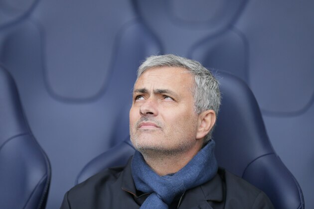 Chelsea Manager Jose Mourinho looks across the pitch before the English Premier League soccer match between Tottenham Hotspur and Chelsea at White Hart Lane in London, Sunday Nov. 29, 2015. (AP Photo/Tim Ireland)