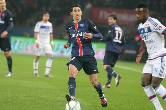 PARIS, FRANCE - DECEMBER 13:  Angel Di Maria of Paris Saint-Germain in action during the French  Ligue 1 between Paris Saint-Germain and Olympique Lyonnais at Parc Des Princes on december 13, 2015 in Paris, France.  (Photo by Xavier Laine/Getty Images)