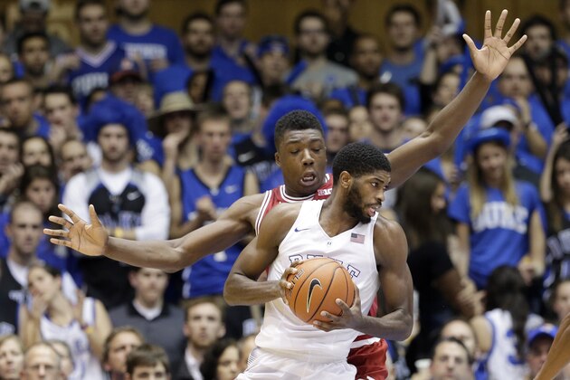 Indiana's Thomas Bryant , rear, defends against Duke's Amile Jefferson during the second half of an NCAA college basketball game in Durham, N.C., Wednesday, Dec. 2, 2015. Duke won 94-74. (AP Photo/Gerry Broome) Indiana's Thomas Bryant , rear, defends against Duke's Amile Jefferson during the second half of an NCAA college basketball game in Durham, N.C., Wednesday, Dec. 2, 2015. Duke won 94-74. (AP Photo/Gerry Broome)