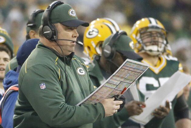 Green Bay Packers head coach Mike McCarthy calls a play during the first half of an NFL football game against the Dallas Cowboys Sunday, Dec. 13, 2015, in Green Bay, Wis. (AP Photo/Morry Gash) Green Bay Packers head coach Mike McCarthy calls a play during the first half of an NFL football game against the Dallas Cowboys Sunday, Dec. 13, 2015, in Green Bay, Wis. (AP Photo/Morry Gash)
