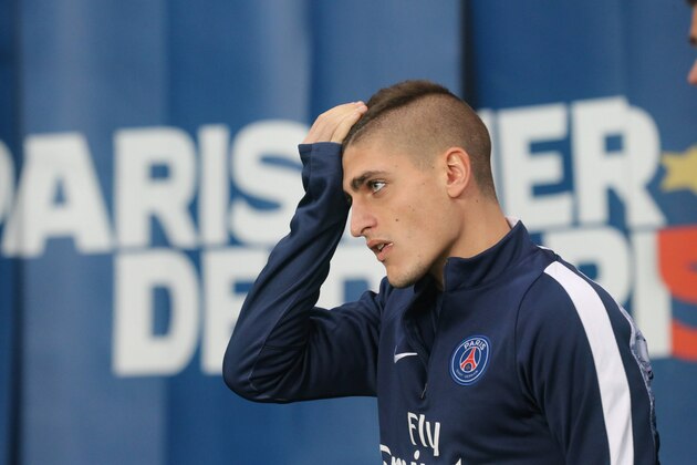 PARIS, FRANCE - DECEMBER 13:  Marco Verratti of Paris Saint-Germain reacts during the French  Ligue 1 between Paris Saint-Germain and Olympique Lyonnais at Parc Des Princes on december 13, 2015 in Paris, France.  (Photo by Xavier Laine/Getty Images)