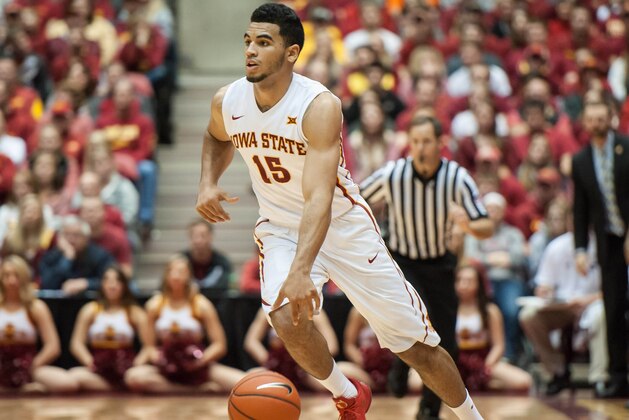 Nov 23, 2015; Ames, IA, USA; Iowa State Cyclones guard Nazareth Mitrou-Long (15) brings the ball up court against the Chattanooga Mocs during the second half at James H. Hilton Coliseum. Iowa State won 83-63. Mandatory Credit: Jeffrey Becker-USA TODAY Sports