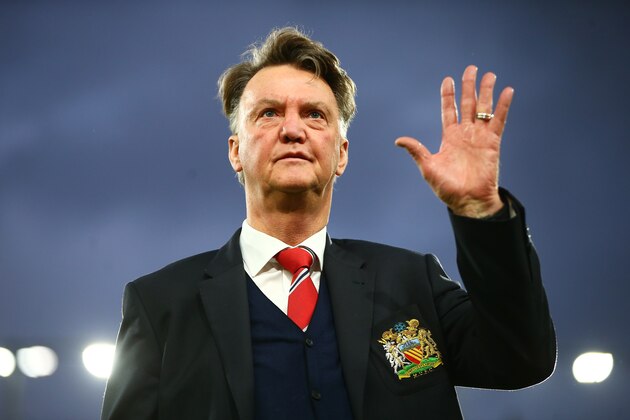 BOURNEMOUTH, ENGLAND - DECEMBER 12: Louis van Gaal Manager of Manchester United waves to supporters prior to the Barclays Premier League match between A.F.C. Bournemouth and Manchester United at Vitality Stadium on December 12, 2015 in Bournemouth, United Kingdom.  (Photo by Jordan Mansfield/Getty Images)