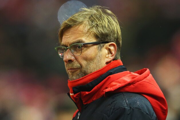 LIVERPOOL, ENGLAND - DECEMBER 13:  Jurgen Klopp manager of Liverpool looks on prior to the Barclays Premier League match between Liverpool and West Bromwich Albion at Anfield on December 13, 2015 in Liverpool, England.  (Photo by Alex Livesey/Getty Images)