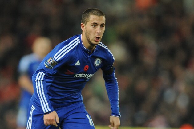 Chelsea’s Eden Hazard during the English Premier League soccer match between Stoke City and Chelsea at the Britannia Stadium, Stoke on Trent, England, Saturday, Nov. 7, 2015. (AP Photo/Rui Vieira)
