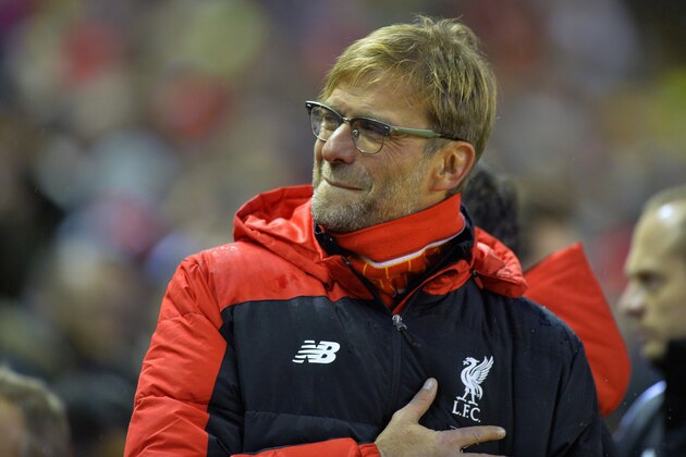 LIVERPOOL, ENGLAND - DECEMBER 13: Jurgen Klopp the of Liverpool during the Barclays Premier League match between Liverpool and West Bromwich Albion at Anfield on December 13, 2015 in Liverpool, England. (Photo by Adam Fradgley - AMA/WBA FC via Getty Images) LIVERPOOL, ENGLAND - DECEMBER 13: Jurgen Klopp the of Liverpool during the Barclays Premier League match between Liverpool and West Bromwich Albion at Anfield on December 13, 2015 in Liverpool, England. (Photo by Adam Fradgley - AMA/WBA FC via Getty Images)