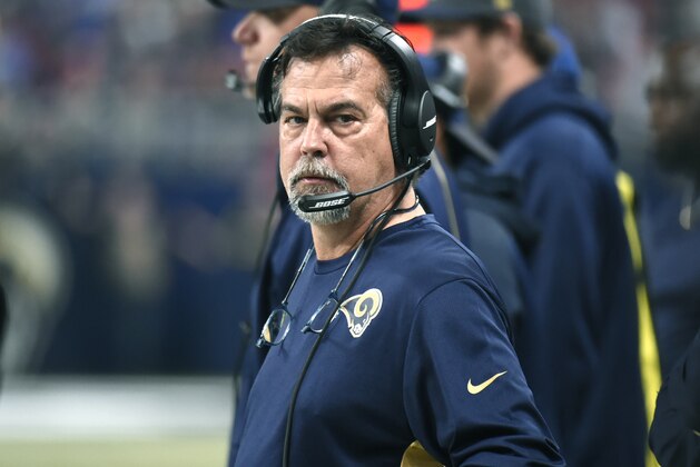 FILE - In this Sunday, Dec. 13, 2015 file photo, St. Louis Rams head coach Jeff Fisher watches from the sidelines during the first quarter of an NFL football game against the Detroit Lions in St. Louis. Jeff Fisher maintains it's just another game. And no, he's not following the relocation saga. Others on the team aren't shying away from the emotions attached to the home finale Thursday night, Dec. 17, 2015 against the Tampa Bay Buccaneers. They realize full well it could also be the final game for the franchise in St. Louis after 21 seasons.(AP Photo/L.G. Patterson, File)