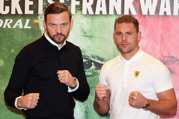 LONDON, ENGLAND - OCTOBER 22:  (L-R) Andy Lee and Billy Joe Saunders pose for a photo during their Head to Head Press Conference at the Landmark Hotel on October 22, 2015 in London, England.  (Photo by Andrew Redington/Getty Images)