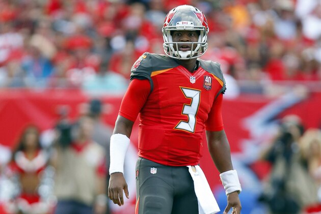 Tampa Bay Buccaneers quarterback Jameis Winston (3) looks over the New Orleans Saints defense during an NFL football game Sunday, Dec. 13, 2015, in Tampa, Fla.  (Jeff Haynes/AP Images for Panini)