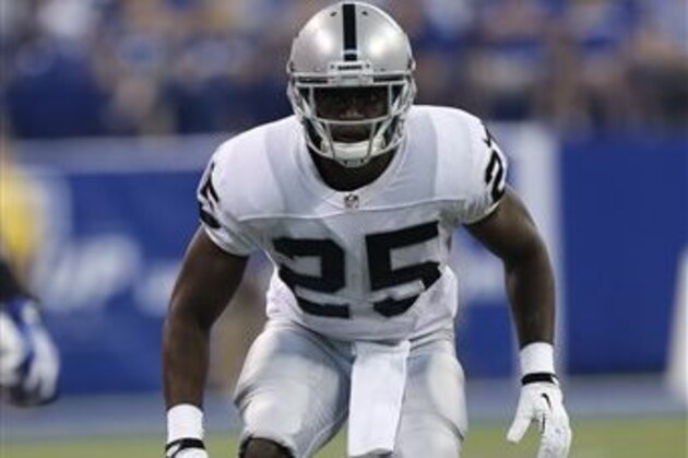 FILE - In this Sept. 8, 2013 file photo, Oakland Raiders cornerback DJ Hayden waits for the play during the first half of an NFL football game against the Indianapolis Colts in Indianapolis. Last year's first-round pick had little impact as a rookie as his recovery from a near-fatal heart injury slowed his start to the season. (AP Photo/AJ Mast, File)