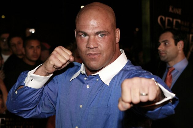 ORANGE, CA - MAY 08:  Wrestler Kurt Angle arrives at the Lions Gate Premiere of 'See No Evil' at the Century Stadium Promenade 25 on May 8, 2006 in Orange, California.  (Photo by Michael Buckner/Getty Images)