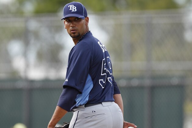 Tampa Bay Rays pitcher Matt Bush during a spring training baseball game in Fort Myers, Fla., Thursday, March 8, 2012. AP Photo/Charles Krupa)