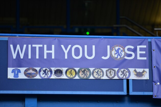 Signage supporting recently departed manager Jose Mourinho is still on show inside the stadium ahead of the English Premier League football match between Chelsea and Sunderland at Stamford Bridge in London on December 19, 2015. AFP PHOTO / GLYN KIRK

RESTRICTED TO EDITORIAL USE. NO USE WITH UNAUTHORIZED AUDIO, VIDEO, DATA, FIXTURE LISTS, CLUB/LEAGUE LOGOS OR 'LIVE' SERVICES. ONLINE IN-MATCH USE LIMITED TO 75 IMAGES, NO VIDEO EMULATION. NO USE IN BETTING, GAMES OR SINGLE CLUB/LEAGUE/PLAYER PUBLICATIONS. / AFP / GLYN KIRK        (Photo credit should read GLYN KIRK/AFP/Getty Images)