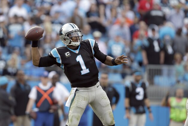 Carolina Panthers' Cam Newton (1) prepares to release a pass against the Atlanta Falcons during the second half of an NFL football game in Charlotte, N.C., Sunday, Dec. 13, 2015. The Carolina Panthers won 38-0.(AP Photo/Bob Leverone) Carolina Panthers' Cam Newton (1) prepares to release a pass against the Atlanta Falcons during the second half of an NFL football game in Charlotte, N.C., Sunday, Dec. 13, 2015. The Carolina Panthers won 38-0.(AP Photo/Bob Leverone)