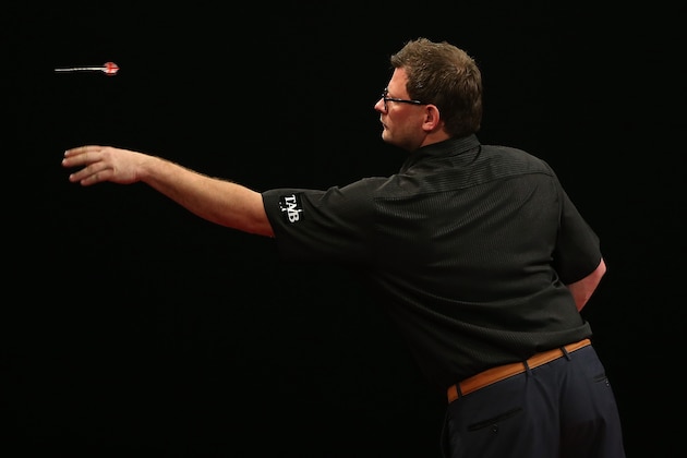 AUCKLAND, NEW ZEALAND - AUGUST 30: James Wade in action during the Auckland Darts Masters at The Trusts Arena on August 30, 2015 in Auckland, New Zealand.  (Photo by Michael Bradley/Getty Images)