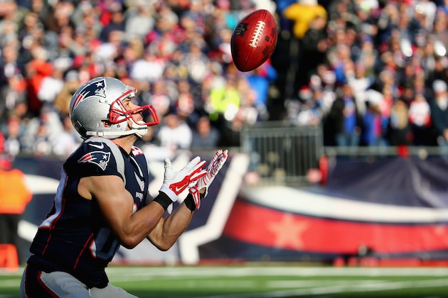 FOXBORO, MA - DECEMBER 20:  Danny Amendola #80 of the New England Patriots makes a catch during the first half against the Tennessee Titans at Gillette Stadium on December 20, 2015 in Foxboro, Massachusetts.  (Photo by Maddie Meyer/Getty Images)