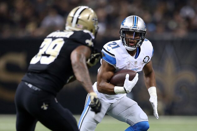 NEW ORLEANS, LA - DECEMBER 21:  Ameer Abdullah #21 of the Detroit Lions is pursued by Brandon Browner #39 of the New Orleans Saints during the second quarter of a game at the Mercedes-Benz Superdome on December 21, 2015 in New Orleans, Louisiana.  (Photo by Sean Gardner/Getty Images)