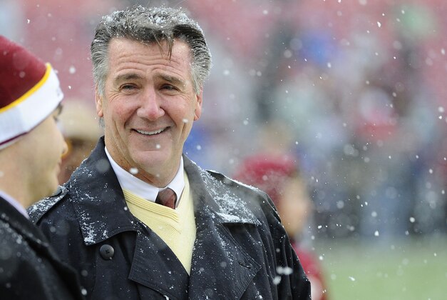 Dec 8, 2013; Landover, MD, USA; Washington Redskins general manager Bruce Allen on the field before the game against the Kansas City Chiefs at FedEx Field. Mandatory Credit: Brad Mills-USA TODAY Sports