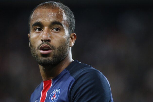 Paris saint Germain's Lucas Moura   during  to his French League one soccer match between Paris Saint Germain and Ajaccio Gazelec, at the Parc des Princes stadium in Paris, France. Sunday, Aug. 16, 2015. (AP Photo/Jacques Brinon)