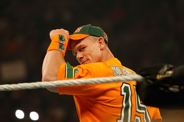 NEW YORK, NY - AUGUST 23:  John Cena enters the ring at the WWE SummerSlam 2015 at Barclays Center of Brooklyn on August 23, 2015 in New York City.  (Photo by JP Yim/Getty Images)