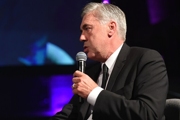 LONDON, ENGLAND - OCTOBER 06: Carlo Ancelotti speaks during the Leaders Under 40 Awards at National History Museum  on October 6, 2015 in London, England. (Photo by Tom Dulat/Getty Images).