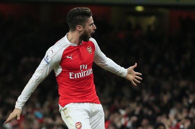 Arsenal's Olivier Giroud celebrates after scoring his side's second goal of the game during the English Premier League soccer match between Arsenal and Manchester City at the Emirates stadium in London, Monday, Dec. 21, 2015. (AP Photo/Alastair Grant) Arsenal's Olivier Giroud celebrates after scoring his side's second goal of the game during the English Premier League soccer match between Arsenal and Manchester City at the Emirates stadium in London, Monday, Dec. 21, 2015. (AP Photo/Alastair Grant)