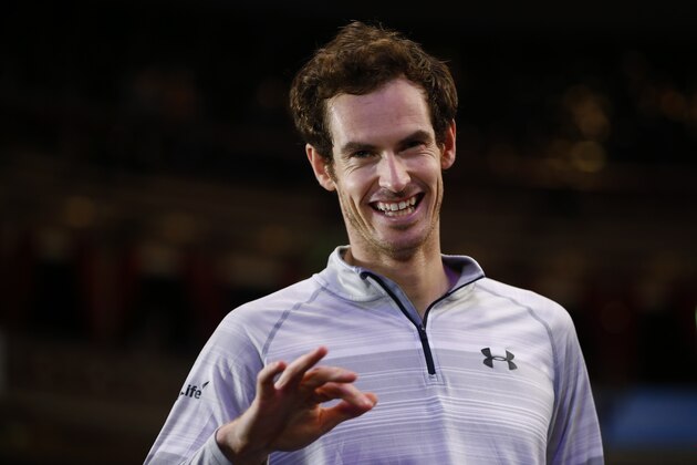 LONDON, ENGLAND - DECEMBER 05:  Andy Murray of Great Britain looks on during a TV interview on day four of the Statoil Masters Tennis at the Royal Albert Hall on December 5, 2015 in London, England.  (Photo by Jordan Mansfield/Getty Images)
