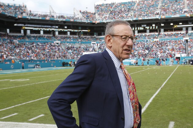Miami Dolphins owner Stephen Ross walks the field during the second half of an NFL football gameagainst the Baltimore Ravens, Sunday, Dec. 6, 2015, in Miami Gardens, Fla.  (AP Photo/Wilfredo Lee)