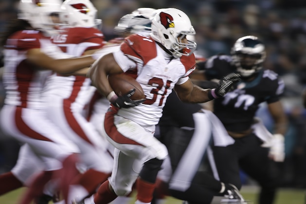 Arizona Cardinals' David Johnson rushes during the second half of an NFL football game against the Philadelphia Eagles, Sunday, Dec. 20, 2015, in Philadelphia. (AP Photo/Matt Rourke)