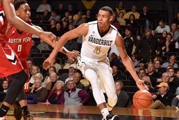 NASHVILLE, TN - NOVEMBER 13: Wade Baldwin IV #4 of the Vanderbilt Commodores plays against the Austin Peay Governors at Memorial Gym on November 13, 2015 in Nashville, Tennessee. (Photo by Frederick Breedon/Getty Images)