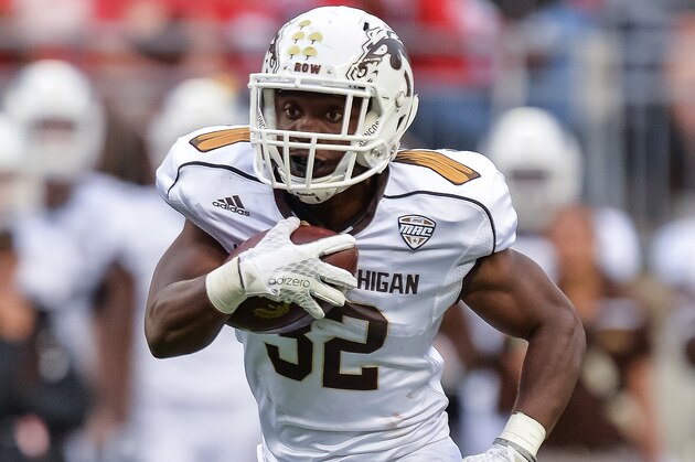 COLUMBUS, OH - SEPTEMBER 26:  Jamauri Bogan #32 of the Western Michigan Broncos runs with the ball against the Ohio State Buckeyes at Ohio Stadium on September 26, 2015 in Columbus, Ohio.   (Photo by Jamie Sabau/Getty Images)