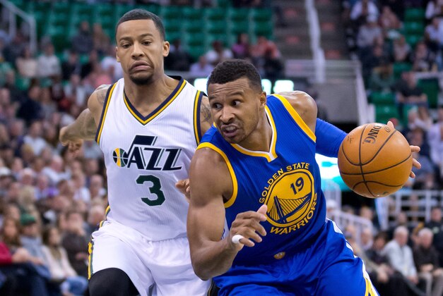 Nov 30, 2015; Salt Lake City, UT, USA; Golden State Warriors guard Leandro Barbosa (19) dribbles the ball in front of Utah Jazz guard Trey Burke (3) during the first half at Vivint Smart Home Arena. Mandatory Credit: Russ Isabella-USA TODAY Sports