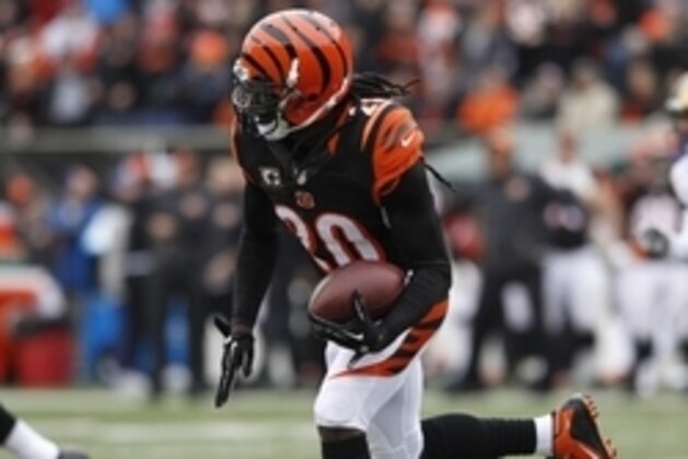 Nov 29, 2015; Cincinnati, OH, USA; Cincinnati Bengals safety Reggie Nelson (20) runs the ball against the St. Louis Rams in the first half at Paul Brown Stadium. Mandatory Credit: Mark Zerof-USA TODAY Sports