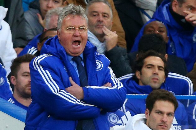 LONDON, ENGLAND - DECEMBER 26:  Guus Hiddink, manager of Chelsea issues instructions from the touchline during the Barclays Premier League match between Chelsea and Watford at Stamford Bridge on December 26, 2015 in London, England.  (Photo by Clive Rose/Getty Images)