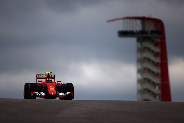 AUSTIN, TX - OCTOBER 25:  Kimi Raikkonen of Finland and Ferrari drives during the United States Formula One Grand Prix at Circuit of The Americas on October 25, 2015 in Austin, United States.  (Photo by Clive Mason/Getty Images)