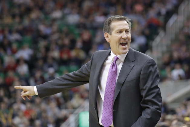 Phoenix Suns head coach Jeff Hornacek shouts to his team during the second quarter of an NBA basketball game against the Utah Jazz Monday, Dec. 21, 2015, in Salt Lake City. (AP Photo/Rick Bowmer)