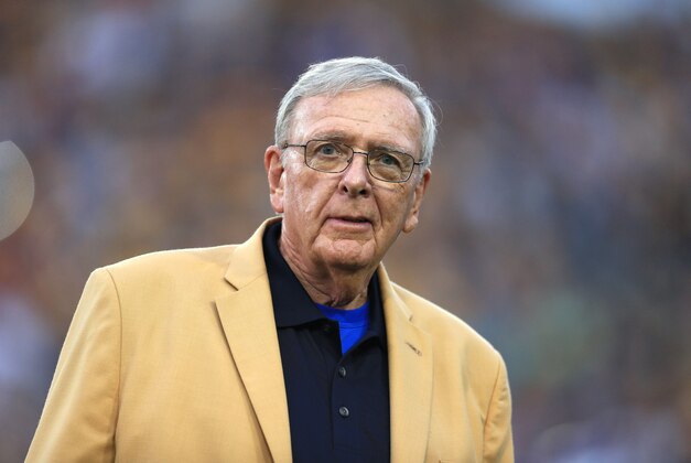Aug 9, 2015; Canton, OH, USA; Ron Wolf is introduced at the 2015 Hall of Fame game at Tom Benson Hall of Fame Stadium. Mandatory Credit: Andrew Weber-USA TODAY Sports