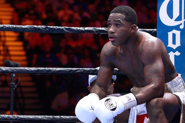 LAS VEGAS, NV - JUNE 20:  Adrien Broner waits in his corner before the start of a round during his welterweight fight against Shawn Porter at MGM Grand Garden Arena on June 20, 2015 in Las Vegas, Nevada. Porter won the fight by unanimous decision.  (Photo by Steve Marcus/Getty Images)