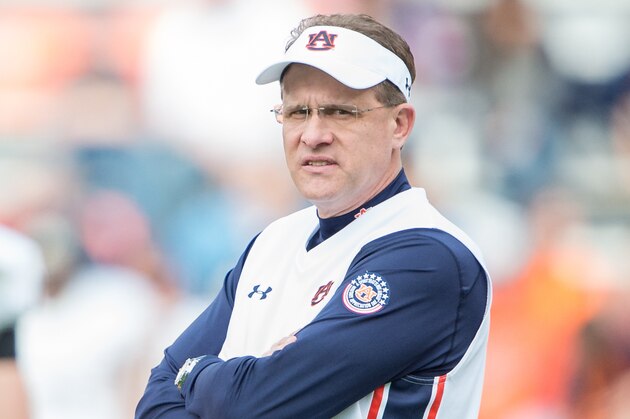 AUBURN, AL - NOVEMBER 21: Head coach Gus Malzahn of the Auburn Tigers prior to their game against the Idaho Vandals on November 21, 2015 at Jordan-Hare Stadium in Auburn, Alabama. (Photo by Michael Chang/Getty Images)