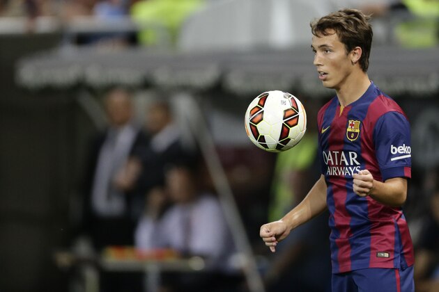 Alejandro Grimaldo of FC Barcelona during the friendly match between Napoli and FC Barcelona at Stade de Geneve on august 6, 2014 in Geneva, Switzerland(Photo by VI Images via Getty Images)